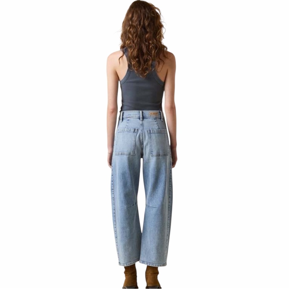 Le Jean Studded Frankie Barrel Jeans in Blue Haven Size 26 High Rise - Picture 5 of 11